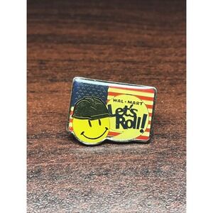 Walmart Smiley Mascot Hard‎ Hat Construction America "Let's Roll!" Lapel Hat Pin